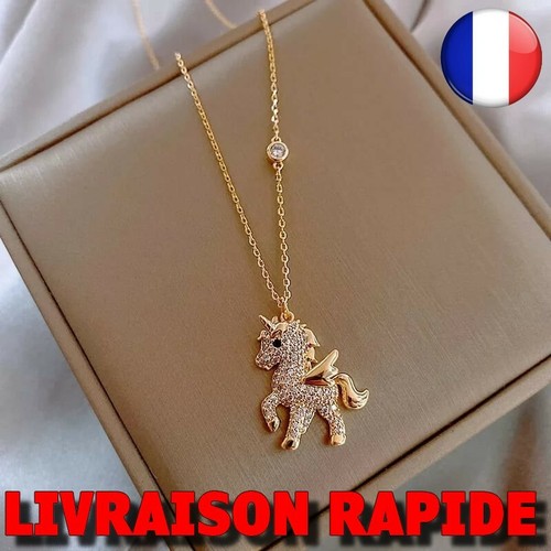 Collier licorne cheval strass - licorne,