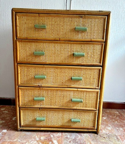 Commode vintage rotin - en,