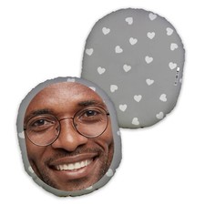 Coussins Personnalisés Photo MUSH CUSH™ - Coussins Visage Cœurs Gris