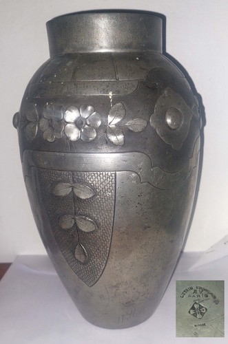 Vase etain art deco signe - etain,