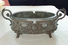 ancienne jardinière argentée debut XX eme avec insert en verre Style Shabby Chic