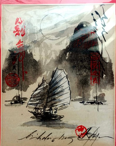 Peinture encre asie paysayge - encre,