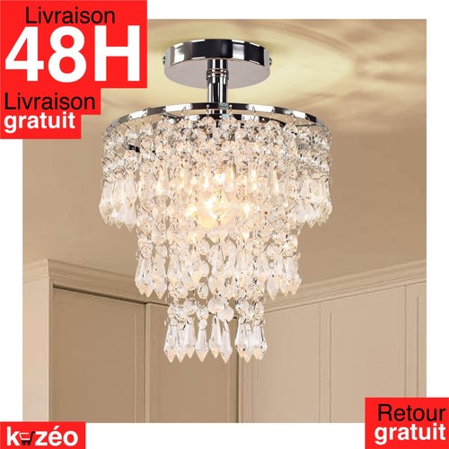Lustre led cristal chromé - cristal,
