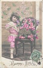 CP GOOD PARTY KID ELEGANT WITH ROSES FLOWERS ON CHAIR