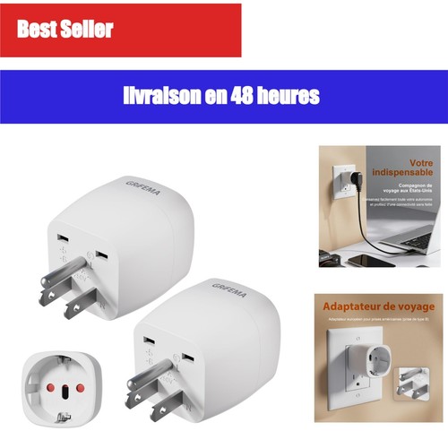 Adaptateur prise usa type - usa,