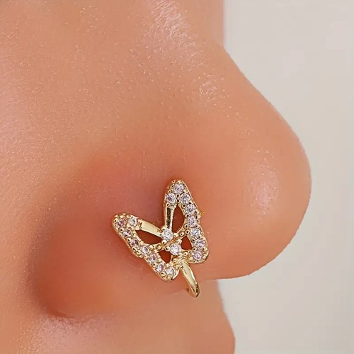 Faux piercing papillon zircon - faux,