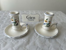 Paire de bougeoirs Gien décor