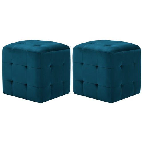 Poufs gris tissu velours - 2x,