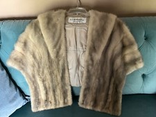 Vtg L.L.Bergers BLONDE/GRAY MINK STOLE/Wrap Med- Med large 10-12