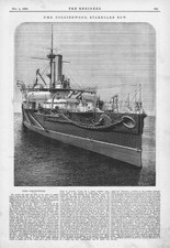 HMS COLLINGWOOD Starboard Bow Antique Print 1889