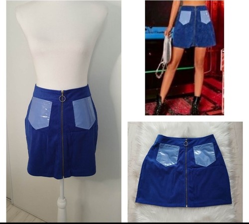 Jupe originale velours bleu - velours,