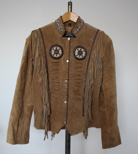 Veste cuire perlage - cuire, et