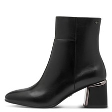 Tamaris Women's Black Leather Ankle Boots Medium Heel 6cm