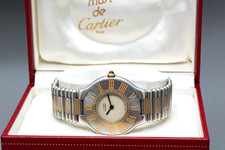 *NEW Batt* CARTIER Must De 21 Gold Silver 31mm Unisex Quartz Watch From JAPAN