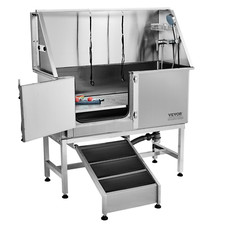 Baignoire De Toilettage De Chien Animaux Compagnie 127Cm Inox Rampe Gauche