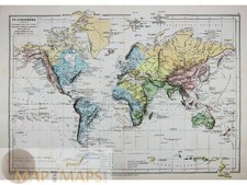 Antique Old World Map – Drioux & Leroy 1890, Explorer World Tracks, Planisphere