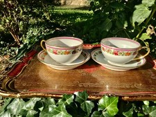 2 tasses à thé  et soucoupes en porcelaine de Limoges  Mehun