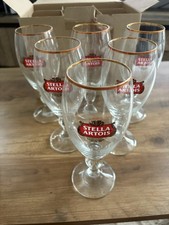 LOT DE 6 VERRES STELLA ARTOIS 25 CL PIED ÉTOILÉ VINTAGE DORÉ