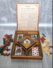 Antique Yellow Dwarf Wooden Board Game Pub Tokens Bone Vintage on Feet 1920's Rare