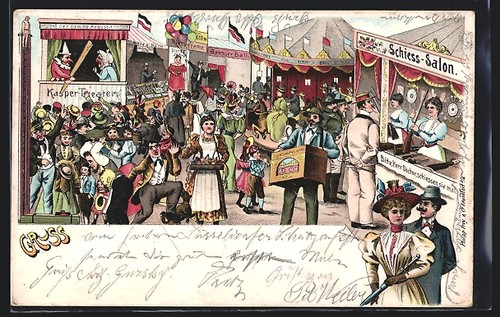 Lithographie lützeler kirmes - lithographie,