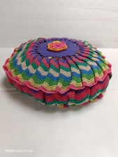 Ancien Coussin Rond Au crochet