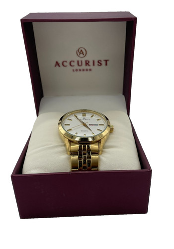 Accurist gold watch white face - watch,