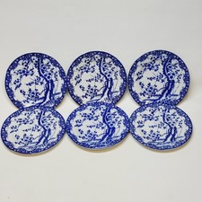 6 Small Fine Porcelain Dessert Plates From Japan Cherry Blue Decor