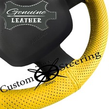 Housse De Volant En Cuir Perforé Jaune Pour Nissan Figaro 1989-1991