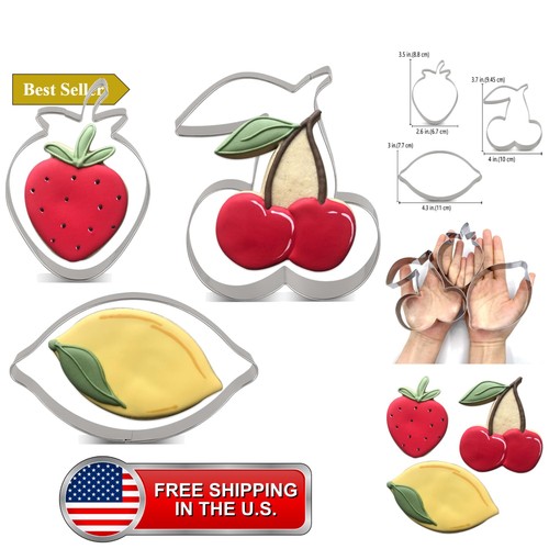 Fruit cookie cutters set - fruit, 3-pc