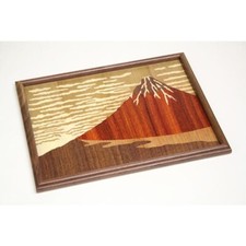 Plateau rectangulaire en bois de marqueterie Hakone Yosegi Mt.Fuji L29 cm/11,...