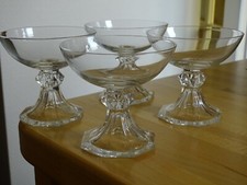 VAL ST LAMBERT 4 ANTIQUE CHAMPAGNE GLASSES CRYSTAL MODEL YALE