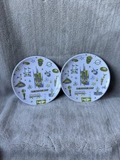 Disney Parks Retro Tomorrowland White Green Blue Melamine Plate 7" Inch