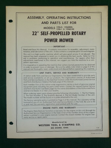 Western tool rotary - 22", mower
