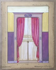 Dessin Art Nouveau Architecture Décoration Faure  Boite Rideaux Porte Salon 1910