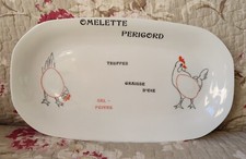 ANCIEN PLAT PORCELAINE DES TUILERIES DÉCOR EXCLUSIF OMELETTE PÉRIGORD POULE COQ