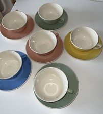 6 tasses à café & soucoupes villeroy et Boch Mettlach vintage Couleur Pastel