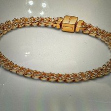 Authentic Pandora, SZ20CM, Gold Plated Cuban Pavé Chain Link Bracelet