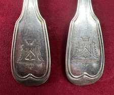 SOLID SILVER CUTLERY COAT OF ARMS COAT OF ARMS PATCH CROWN ROYALIST MONARCHY 19EM