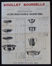 1936 BOUILLET BOURDELLE Goldsmith's Stainless Steel Flat Tariff Catalog