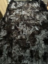 Toscaner Mouton Couverture Noir Couvre-Lit en Fourrure, 200x160 Patchwork