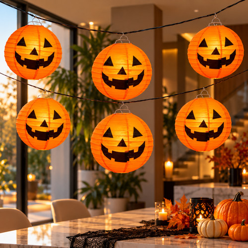 Lanterne halloween citrouille - lanterne,