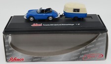 DIE CAST SCHUCO HO 1/87 PORSCHE 356 CABRIOLET + CARAVANE ERIBA IN BOX