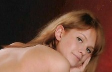 [ C76 ] PHOTOGRAPH OF A RED WOMAN POSING ON A CHAIR PIN UP CHARM