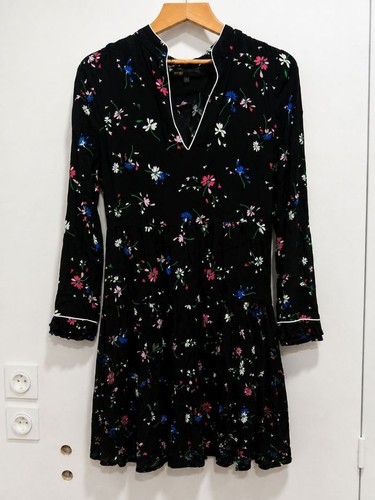 Maje robe noire - , fleurie