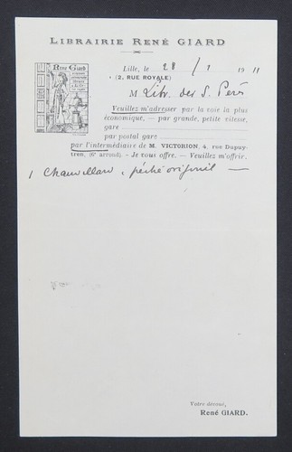 Facture 1911 lille librairie - facture,