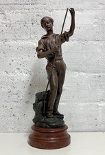 Spelter Antique Sculpture Fisherman, Signed Belin, Original, Hand Made