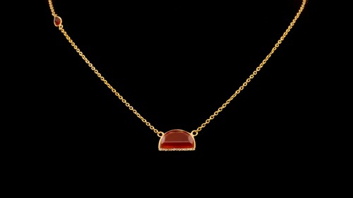 Red onyx half moon gold - half,
