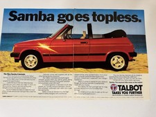 Original Vintage 1982 Talbot Samba Cabriolet Magazine Advert Poster Garage Retro