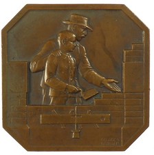 France CHAMBRE APPRENTISAGE DE LA MACONNERIE DU BRETON bronze 54mm by Guiraud
