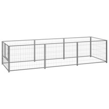Chenil extérieur cage enclos parc animaux chien argenté 3 m² acier Helloshop26